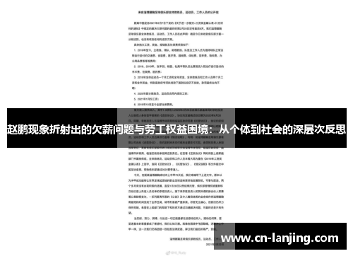 赵鹏现象折射出的欠薪问题与劳工权益困境：从个体到社会的深层次反思